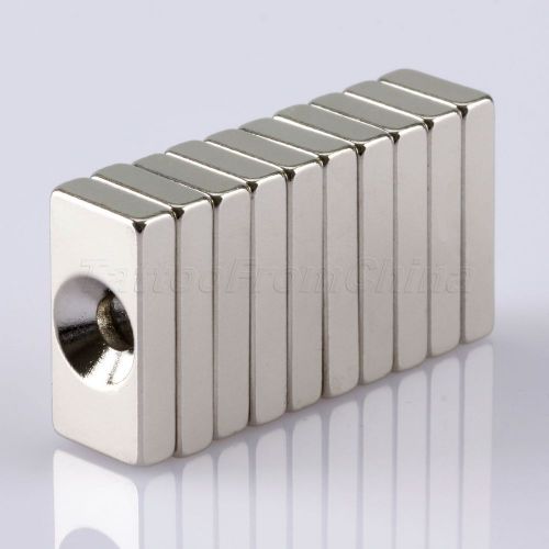 10Pcs N35 Neodymium Countersunk Block Strong Magnet 20 x 10 x 4mm Hole 4mm