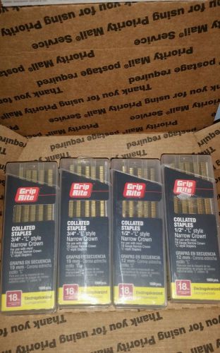 4 NEW GRIP RITE COLLATED STAPLES 2 3/4&#034; &amp; 2 1/2&#034; L STYLE 18 GL GAUGE  1000pc