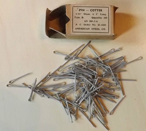 Nos american steel co. 1952 box of cotter pins 1/16&#034; x 1&#034; steel pin lot for sale