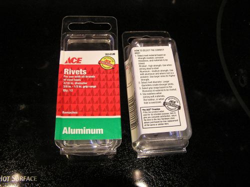 2014199 NOS NEW ACE HARDWARE POP RIVETS 3/16&#034; DIA. PACK OF 12