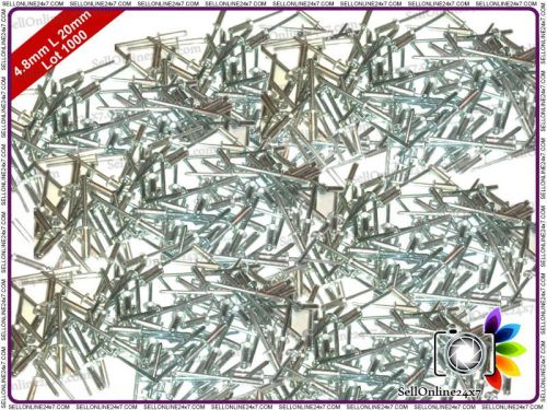Open dome aluminum blind pop rivets - lot  of 1000 - size 4.8 mm x 20 mm for sale