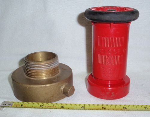 UFS 1575 Fire Hose Nozzle &amp; Solid Brass Hose Reducer 2.5&#034; &gt; 1.5&#034; Both Work Fine