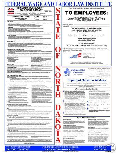 North dakota (nd) all-in-one labor law poster for sale