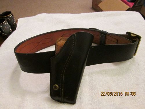 Vintage Service Manufacturer Service Duty Belt and Holster Black Leather 357 mag