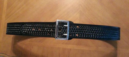 NEW DUTYMAN  SAM BROWNE BLACK LEATHER, BASKETWEAVE OUTER DUTY BELT SIZE 48 1021