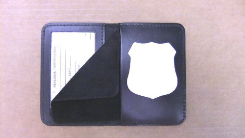 Badge &amp; ID Holder Case NYPD Patrolman  Recessed Cut Out CT-14 Leather