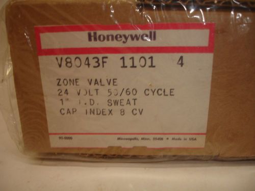Honeywell v8043f 1101 4 zone valve, 24v, 1&#034; i.d. sweat, cap index 8 cv - unused for sale