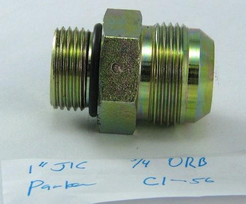 Hydraulic Fitting, Parker 1&#034; JIC - 3/4&#034; O-Ring , 16 JIC-12 SAE/ORB, NOS, #C1-56