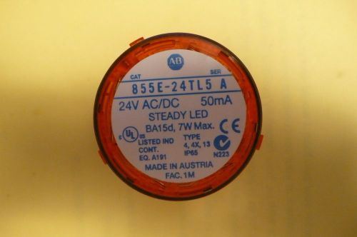 ALLEN BRADLEY 855E-24TL5 AMBER LENS SER A 24V-DC LED LIGHTING