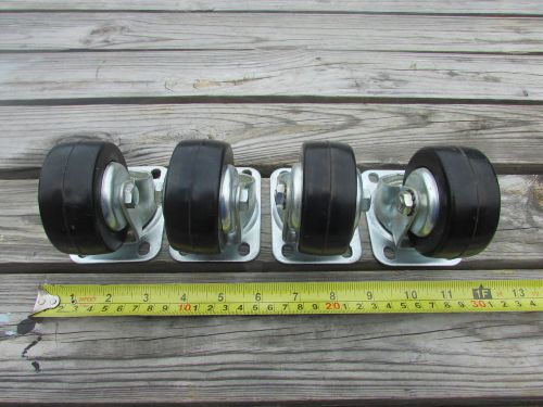Set of 4 Colson Swivel Casters with 2-3/4&#034; x 1-1/4&#034; Hard Wheels