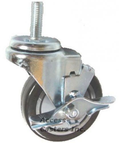 5pb2psb 5&#034; threaded stem swivel caster, poly wheel with brake, 300 lb. capacity for sale