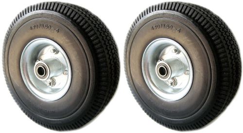 Set of 2 new 10&#034; x 3.5&#034; tire flat free 5/8&#034;id hand truck wheels tubeless for sale