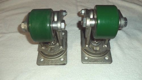 Heavy duty swivel casters 5&#034; x 7&#034;  with hard rubber wheels  (set of 2) for sale