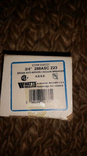 One new watts 3/4&#034; anti siphon vacuum breaker 288asc z23 epd# 0340221 - nib for sale