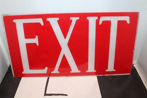 Vintage Industrial Mid Century Glass EXIT Sign REVERSE PAINTED RED WHITE NICE #8