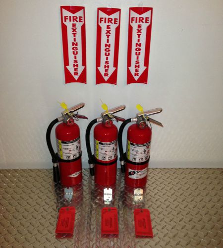 Lot of 3 5lb abc fire extinguisher new certification tag refillable scratched up for sale