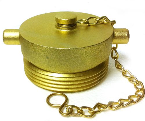2-1/2&#034; fire hose hydrant or fdc plug with chain- brass plated cast aluminum for sale