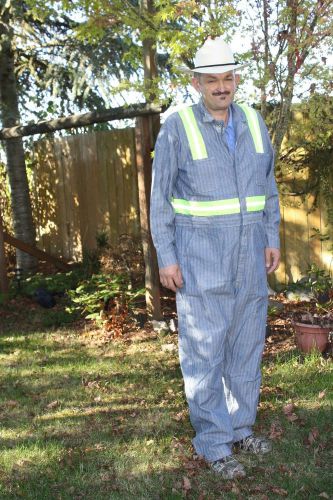 Coveralls Gray Red Kap Jumpsuit Size 50 Reg Safety Reflective Stripes Work