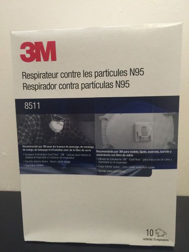 3M 8511 N95 Particulate Respirator W/Valve Box of 10  **Free US Shipping**