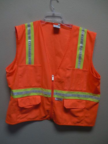 Concern for safety size xl orange neon zip up multi pocket vest very good for sale
