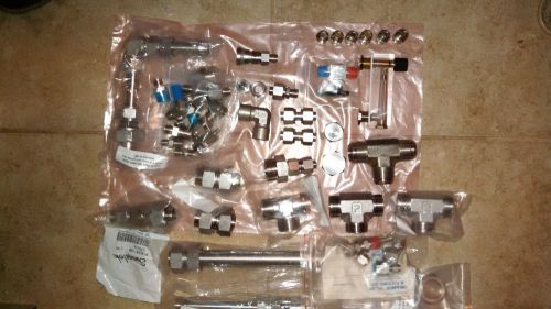 Lot 100+, swagelok/parker 316 sst compression fittings and misc sst fittings for sale
