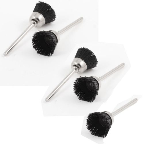 5Pcs Black Fibre Silver Tone Shank Pencil Polishing Brushes 2.9mm Shank
