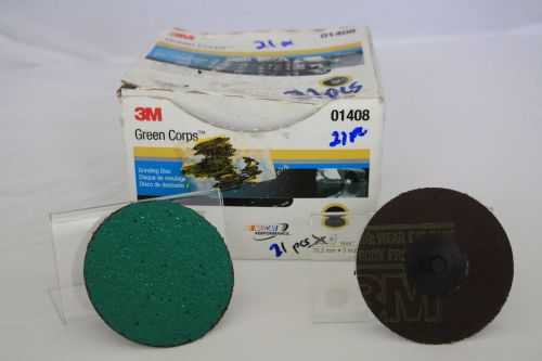 3M Green Corps Roloc Disc, 24 grade, 3 inch, 01408, 1408 - 21 discs in box