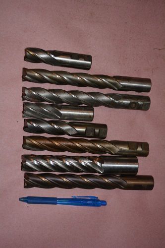 LOT OF (8) ASSORTED END MILLS 1.0 to 1.25 OD usa RBC Putman Regal extra long