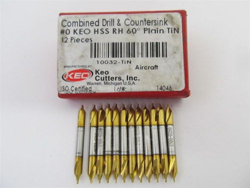 KEO 10032-TIN, #0, HSS, TiN, 1/32&#034; Combined Drill &amp; Countersink Bits - 12 each