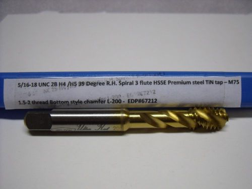 5/16-18 UNC 2B H4/H5 TiN 39 Degree 3 Spiral Flutes HSSE Premium steel tap – M75