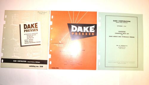 Dake press catalog 350 &amp; 350a +1959 price list #rr276 hydraulic arbor for sale