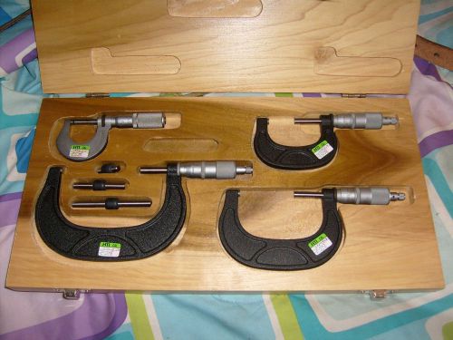 Sherr-tumico &amp; starrett 0- 4&#034; micrometer boxed set in great condition ships free for sale