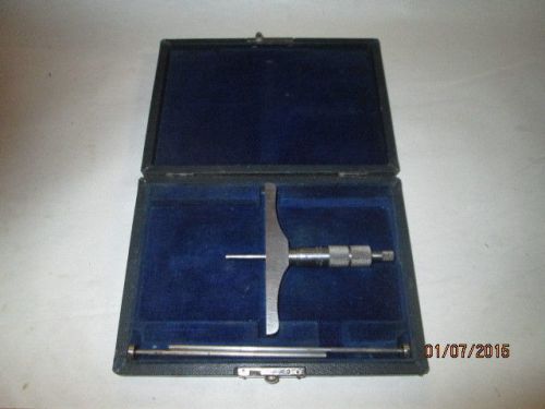 Machinist tools lathe mill brown &amp; sharpe depth micrometer gage gauge in case for sale