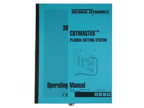 Thermal dynamics cutmaster 38 plasma cutter operating manual *987 for sale