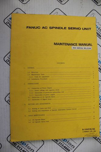 FANUC AC SPINDLE SERVO UNIT  MAINTENANCE MANUAL Part # B-53425E/03
