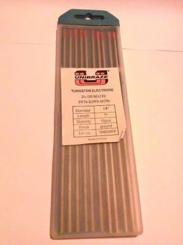 Ewth-2 x 1/8&#034; x 7&#034; x 10 pack (2% thoriated) unibraze tungsten electrodes for sale