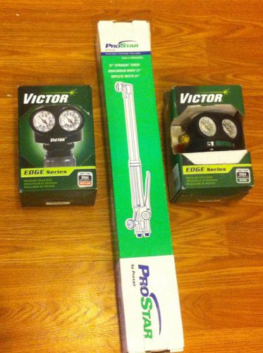 New set of victor ess4 gauges and a 21&#034;  torch. for sale