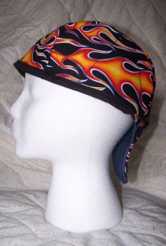 WELDING CAP, PIPE FITTER,~~~ YELL/BLACK FLAMES~~~~~~~~~~  &#034;&#034;new fabric&#034;&#034;