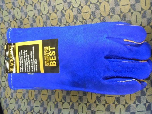 1 Pair Blackstone Large Blue Foam  Lined 100% Leather Standard Welding  Gloves