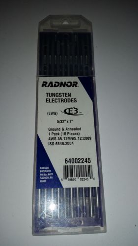 Radnor 5/32&#034; X 7&#034; Ground Finish Pure Tungsten Electrode 10 Per Package 64002245
