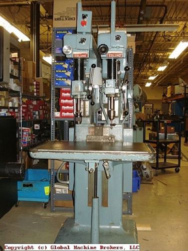 Edlund Two Spindle Drill Press 220 Volt vary speed heads nice