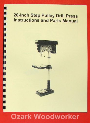 Jet/asian jdp-20mf 20&#034; step-pulley drill press operator&#039;s parts manual 0391 for sale