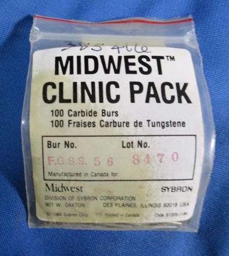 Midwest Clinic Pack FGSS56 Plain Fissure (Flat End). (100) Burs.