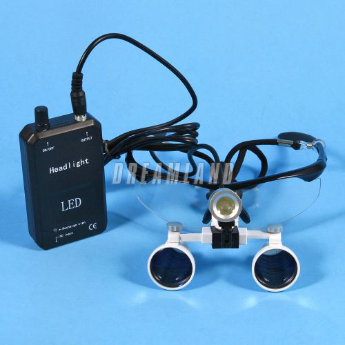 3.5 x dental surgical loupes glasses medical magnifier + led headlight black -a for sale