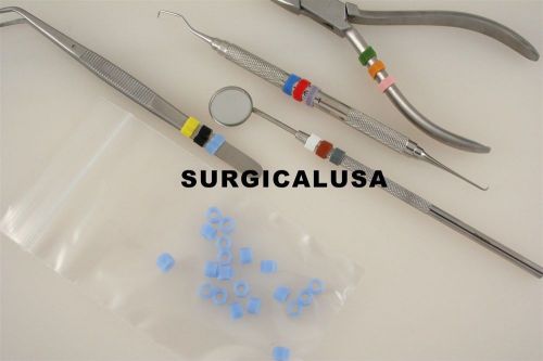 Light Blue Color Silitone Bands 40/pack for instrument marking + identification