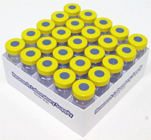 25 Pack 10ml Clear Sealed Sterile Glass Vial w/ Yellow Aluminum Seal