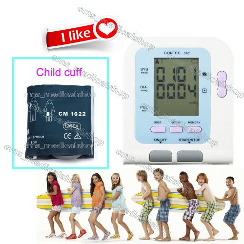 Digital automatic arm blood pressure monitor with child cuff, pc software, 08c for sale