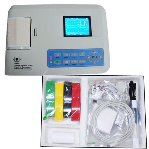 Digital 3-channel color ecg machine ekg electrocardiograph free software for sale