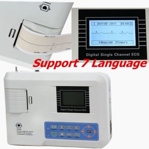 Portable 1-Channel 12 LEADS ECG/EKG Machine/Electrocardiograph 7Language Battery