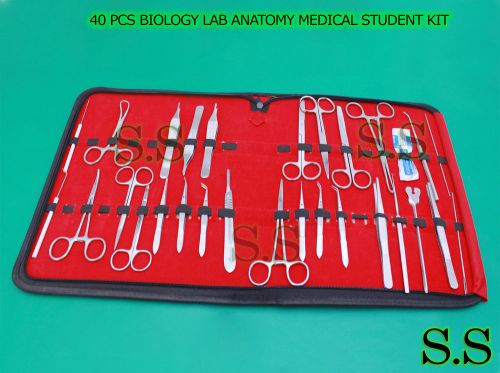 40 PCS BIOLOGY LAB ANATOMY MEDICAL STUDENT DISSECTING KIT +SCALPEL BLADES #21
